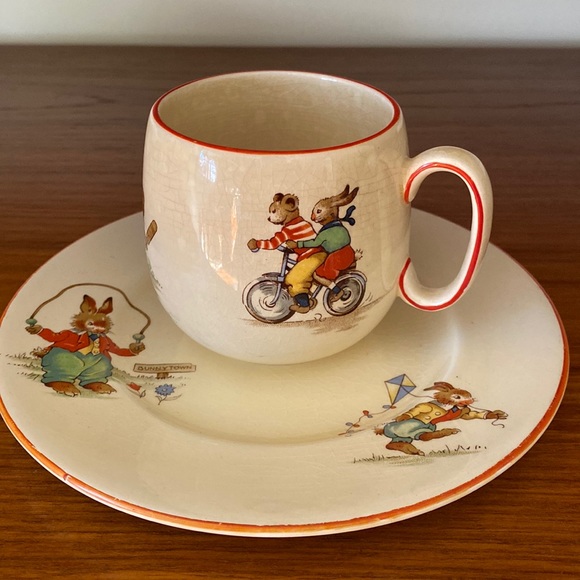 Vintage Other - Rare VTG Royal Winton Bunny’s Playtime English China Cup/Plate Made in England